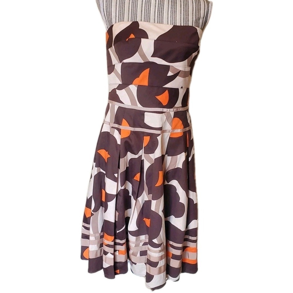 Kay Unger Women's dress 10 Strapless Fit Flare Special Occasion Brown Orange